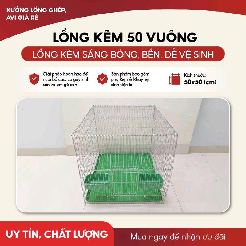  Lồng kẽm 50 vuông nuôi bồ câu,cu gáy sinh sản,úm gà con 