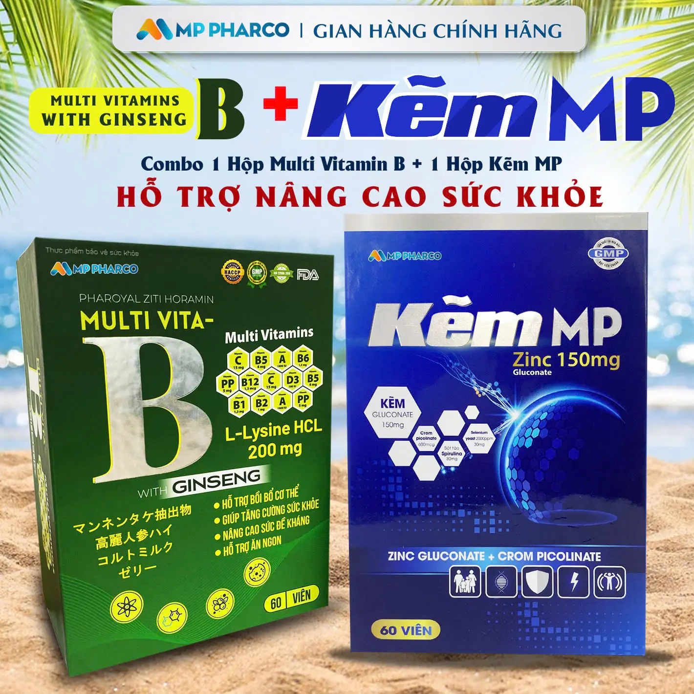 MP17b Combo TPBS Kẽm MP Zinc 60 ngày  và TPBVSK Vitamin B, bổ sung kẽm cho nam giới , kẽm gluconate & các vitamin cần thiết hỗ trợ nâng cao sức khỏe -hộp 60 viên