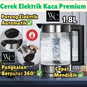 1.8L Cerek Elektrik Kaca Tahan Lasak Pelbagai Guna Reka Bentuk Fungsi Mudah Dibersihkan Air Cepat Mendidih Luka Bakar Antikering Asas Berasingan Multifunctional Mini Glass Electric Kettle Food Grade Material Fast Heat Large Capacity Tea Pot Water Boiler