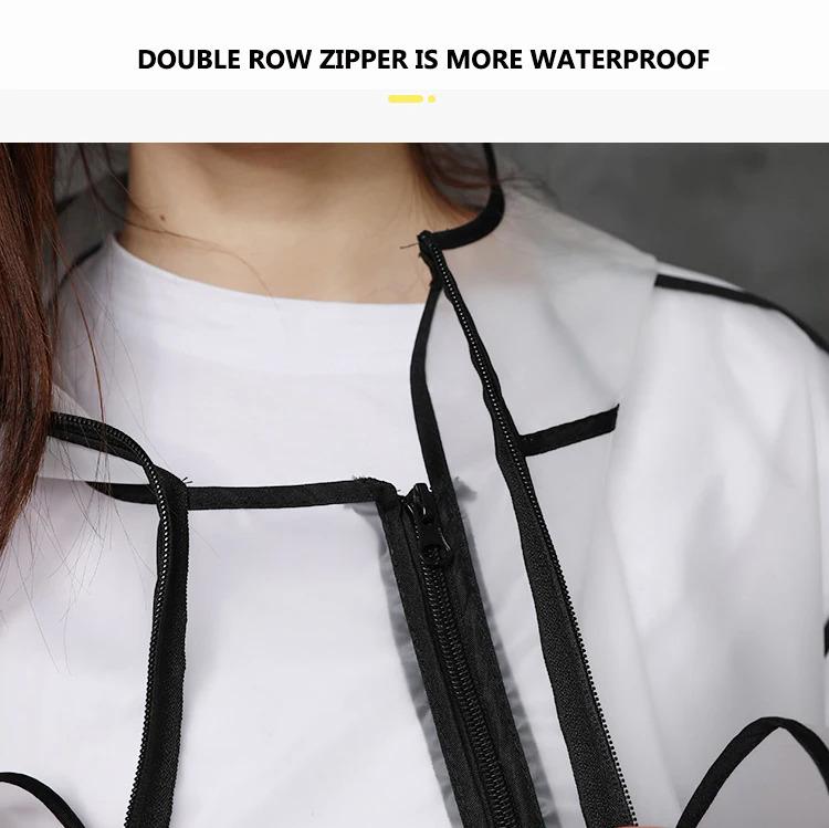 Product Introduction of Adult Long Transparent Waterproof Raincoat Women Rain Coat Men poncho Waistband Hooded Rain Jacket For Hiking Cycling Rainwear 14