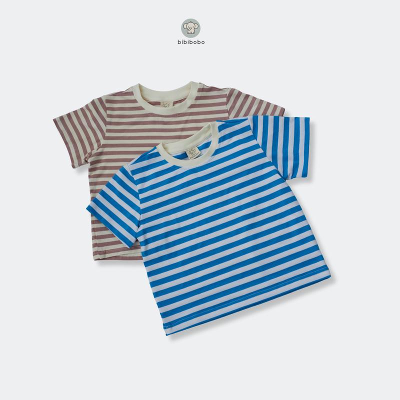 Áo Phông Cộc Tay Kẻ Ngang Cotton Mềm Mại Cho Bé - Bibibobo 2