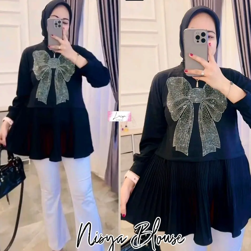 Gwyneth Outfit Nisya Blouse | Blouse Pita Kekinian Premium | Atasan Wanita Pita Baju Casual