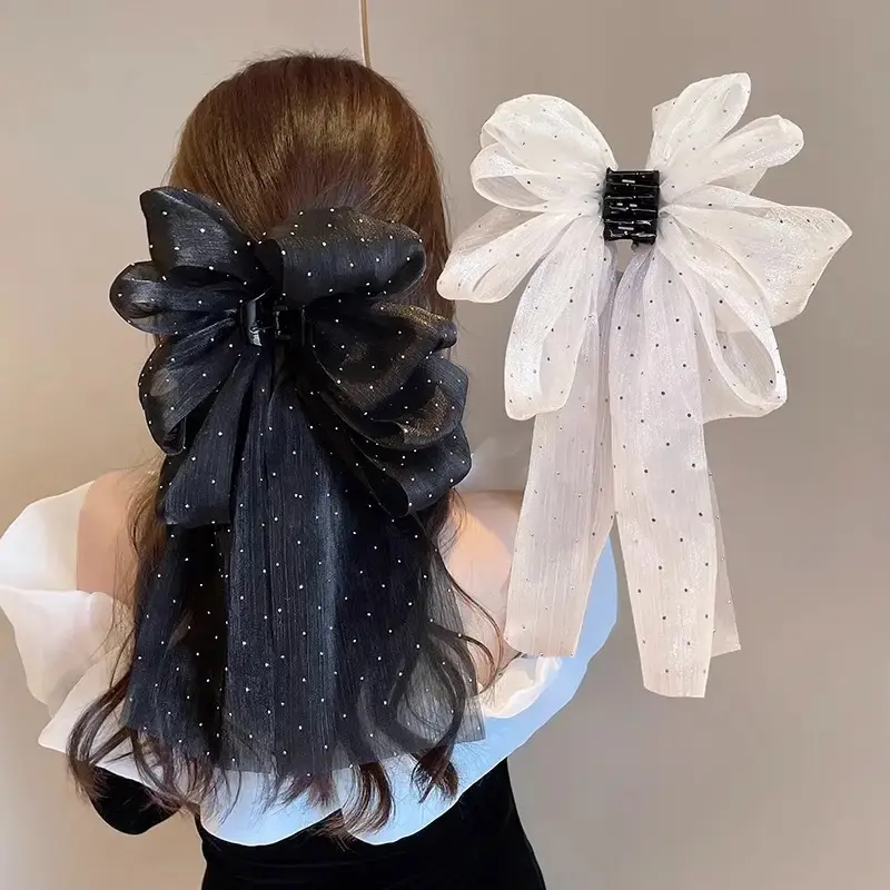 Korean Long Bow Ribbon Ponytail Tie Hairpin Hair Ribbons Hair Clips Headwear for Sweet Girls