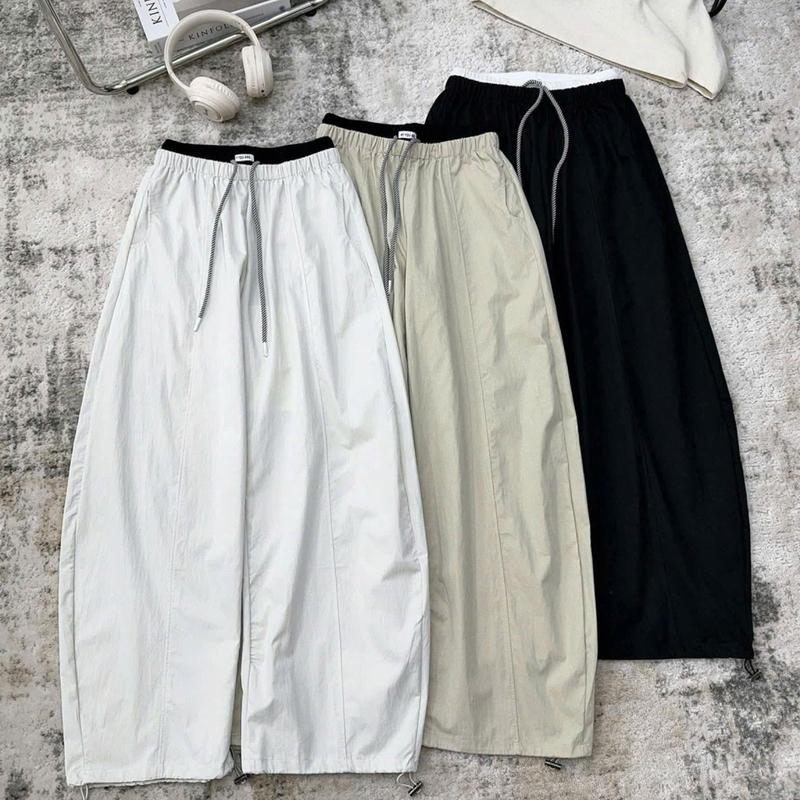  Quần Gió Lụa Dáng Bom Rộng Phối Cạp Che Khuyết Điểm Cho Nữ 