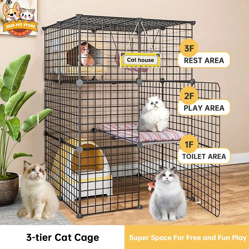 Stackable Cat Cages Stackable Cage for Cat DIY Cat Cage 3 layer Easy Assemble Cat House ...