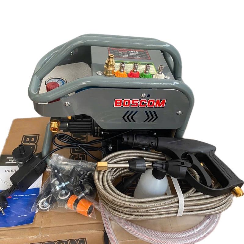 ￼[Tặng 4 béc phun] Máy rửa xe chỉnh áp BOSCOM T988 3500w  Lõi đồng dây xịt 15m - Máy rửa xe có khung bảo vệ. Máy bảo hành 2 năm