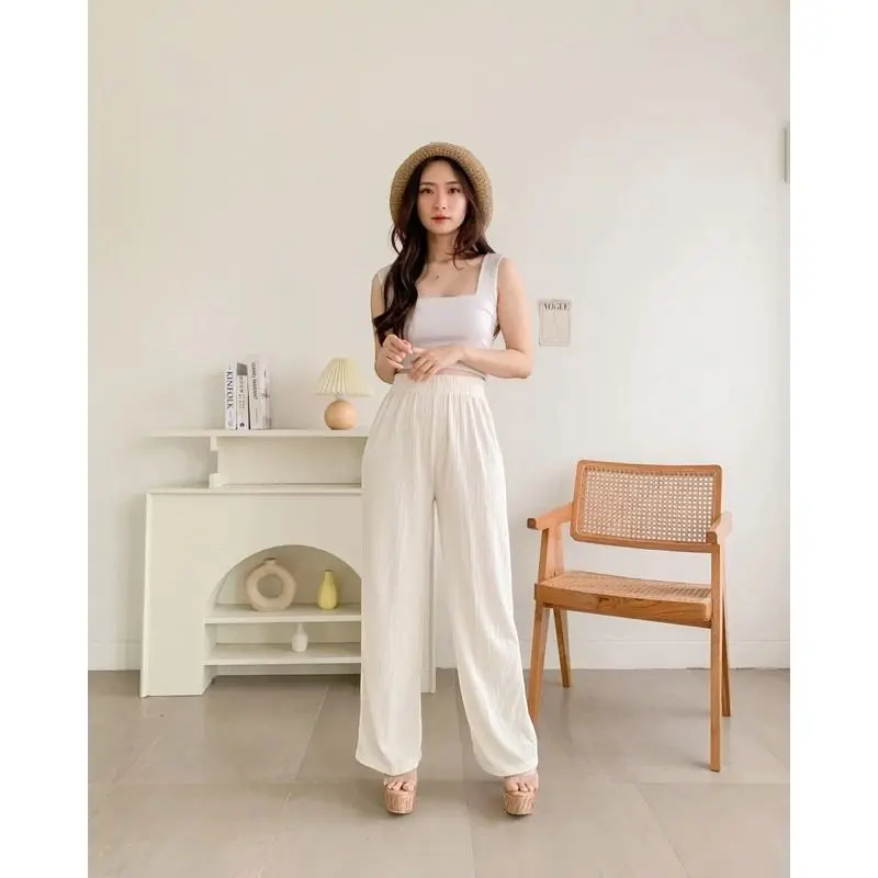 Celana Kulot Highwaist Wanita Rib Knit Premium