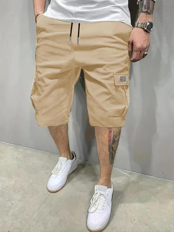 Men's Solid Pocket Cargo Shorts, Regular Fit Casual Comfy Breathable Shorts for Summer, Men's Bottoms for Daily Wear 1