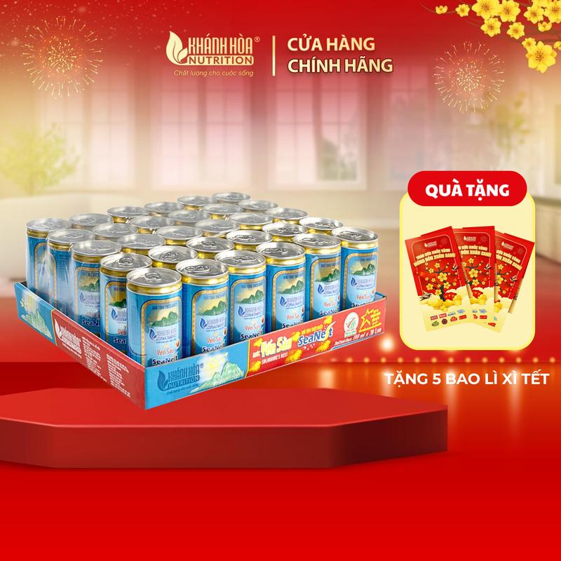   Tặng Bao Lì Xì   Nước Yến Sào Khánh Hòa SeaNest - Khay 30 lon x 190ml - Có Đường 