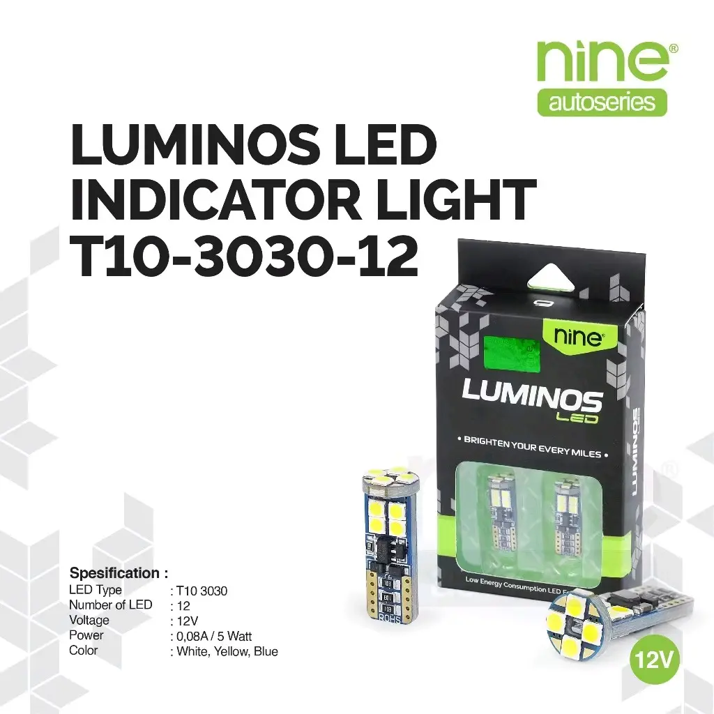 LUMINOS LED Lampu Sein 5 W Senja Motor Cabin Mobil T10 12 Mata Titik PNP LED 30 30 - Nine Autoseries