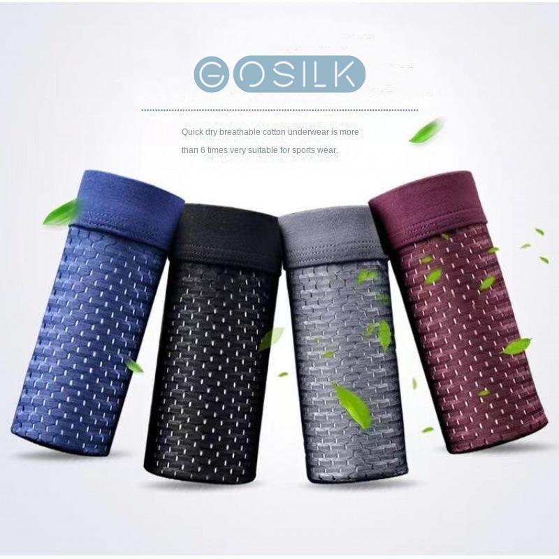  4 Chiếc Quần lót nam lụa băng - Boxer briefs mắt lưới thoáng khí cao vừa vặn thoải mái & siêu rộng phù hợp size lớn & XL khô nhanh cả ngày bao bì túi đẹp  Hàng số lượng có hạn  