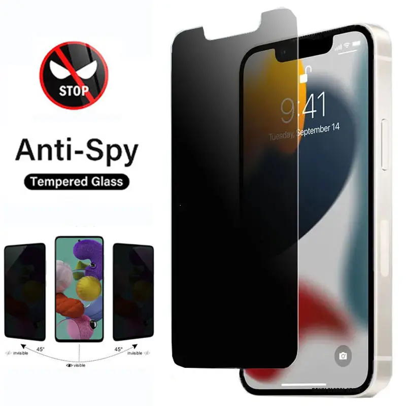 Privacy Tempered Glass Screen Protector For iPhone ip 16 15 14 13 12 11 Pro X Xs Max Xr 7 8 6 6s Plus SE SE2 SE3 2020 4G 5G 2024 2025 Accessories Handheld Cover Protective Protection Smartphone
