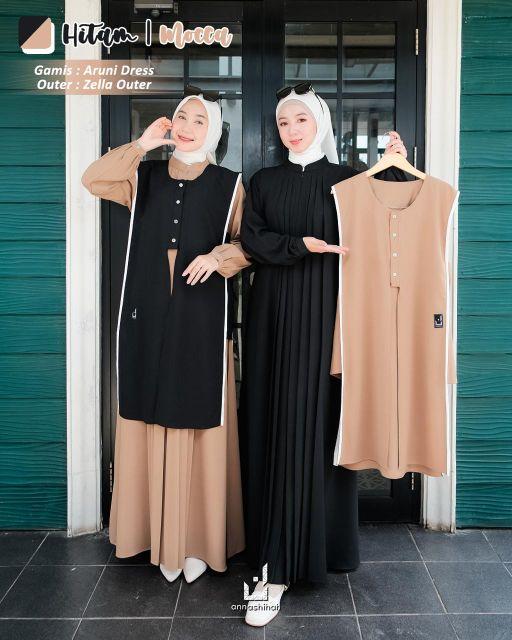 Product Introduction of ARUNI DRESS ZELLA OUTER BY ANNASHIHAH/ TWO IN ONE/ GAMIS MUSLIM+OUTER BAHAN SABRINA BEST PREMIUM 25