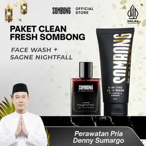 Face Wash + Nightfall Sagne - Paket Clean Fresh Combo Niacinamide Panax Ginseng Caffeine Menthol Allantoin