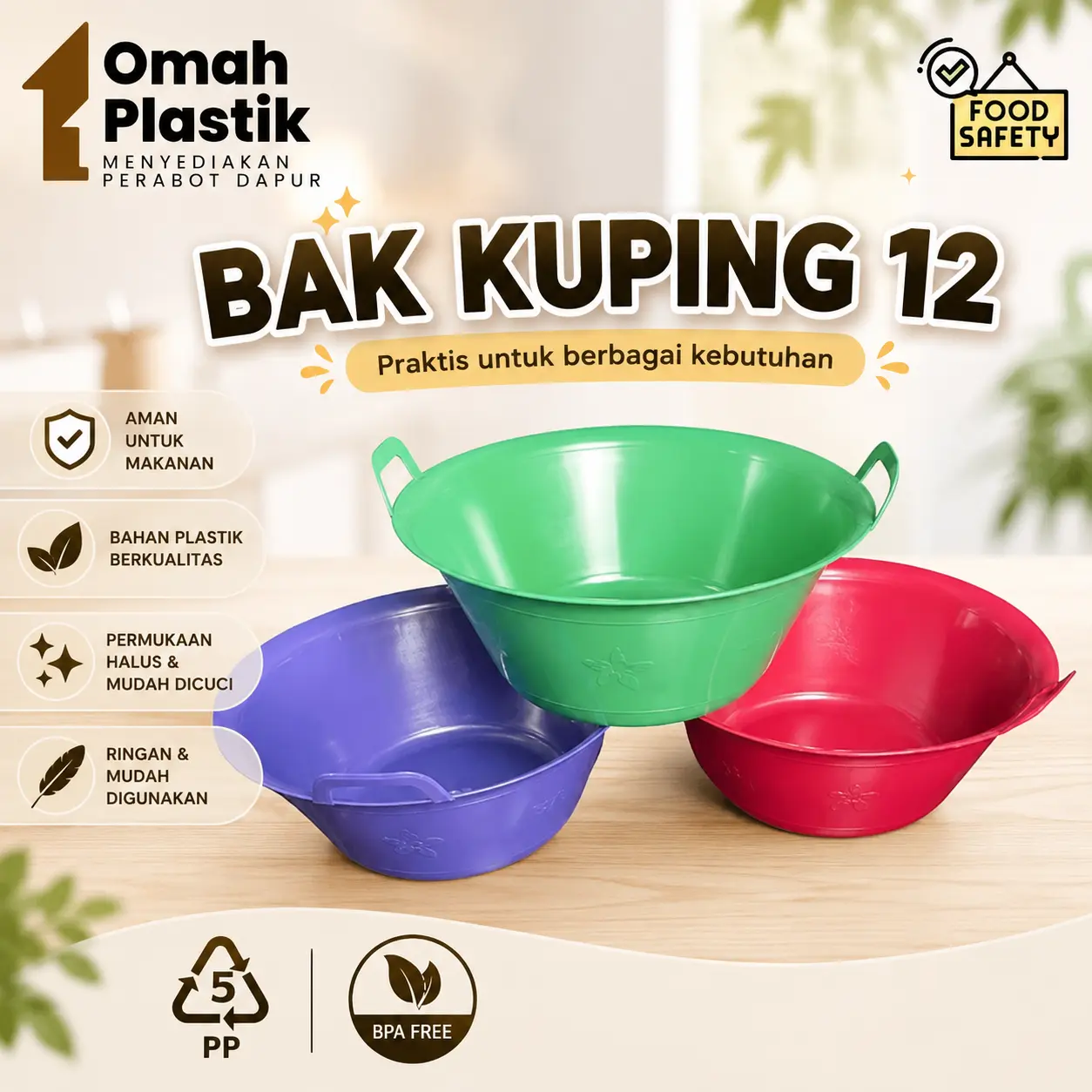 (PAKET LUSINAN) BAK KUPING 12 - BAK KUPING MINI SERBAGUNA - EMBER/BASKOM KUPING HAJATAN PLASTIK ANTI PECAH - BAK CUCI SERBAGUNA
