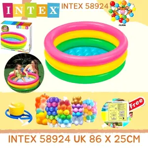 Kolam Anak INTEX 58924 Uk 86 x 25 cm Paket Kolam + Bola 50 PCS + Pompa GRATIS Lem