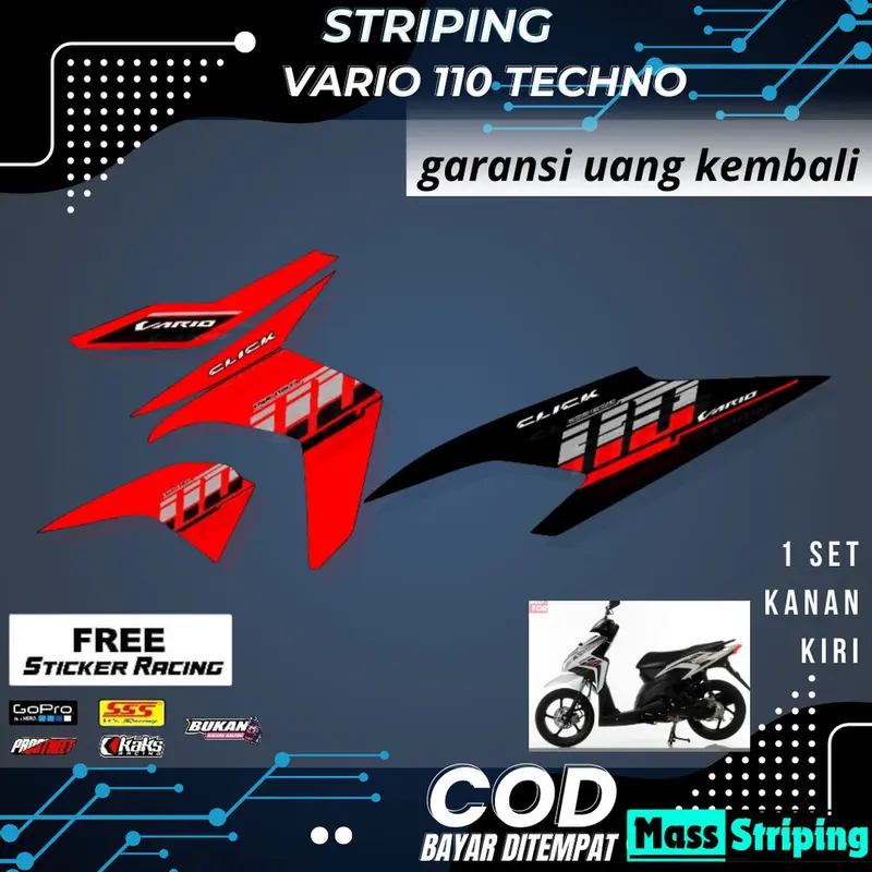 Striping Sticker lis decal Vario Techno 110 motif vietnam style click semi fullbody 0