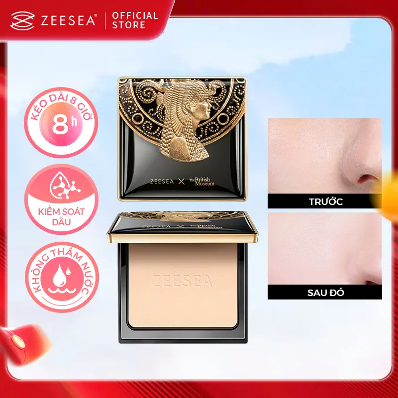 (Cod)Phấn Phủ Trang Điểm Zeesea Chống Thấm Nước Kiềm Dầu Phong Cách Anh Quốc Bảo Tàng Cổ Điển 8G Cosmetic Nữ Women Mỹ Phẩm