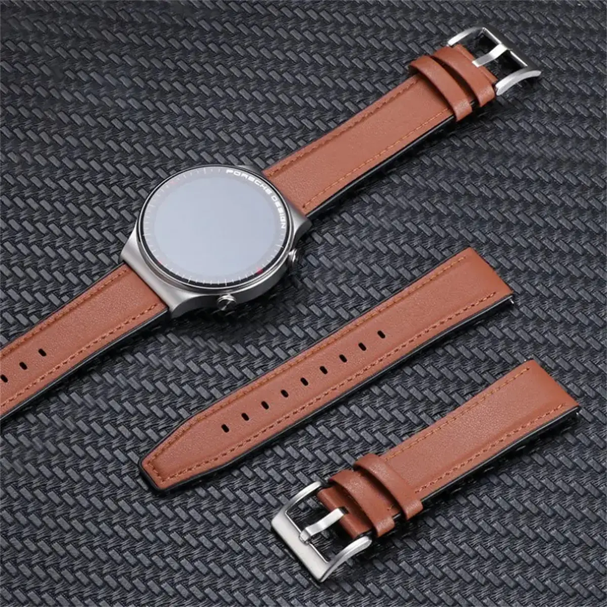 20mm /22mm Universal Strap For man or women,For Samsung, Huawei,Garmin, Honor Smart Watch Strap Ultra-fine Leather Surface Rubber Bottom Strap