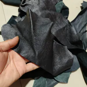 Perca kulit kambing asli  hitam natural Material Jahit & Kerajinan