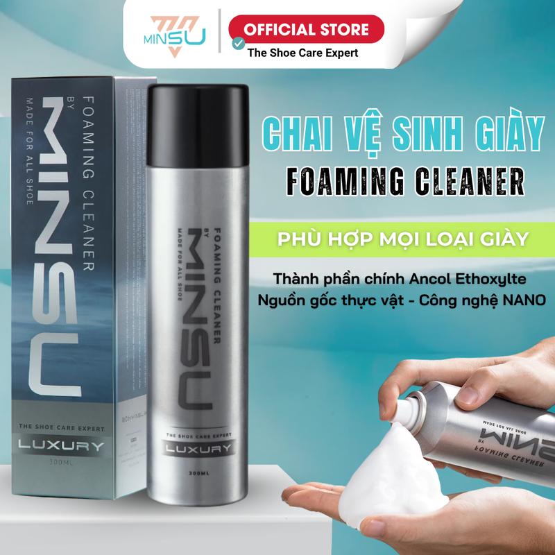 Chai Xịt Vệ Sinh Giày LUXURY Bọt Tuyết NANO MINSU M5955 Giặt Khô Siêu Tốc Bảo Vệ Giày Khỏi Bị Ố Vàng, Phai Màu