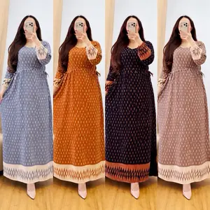Gamis Motif Terbaru Baju Santai Wanita Rayon Lengan Karet Ld 120cm