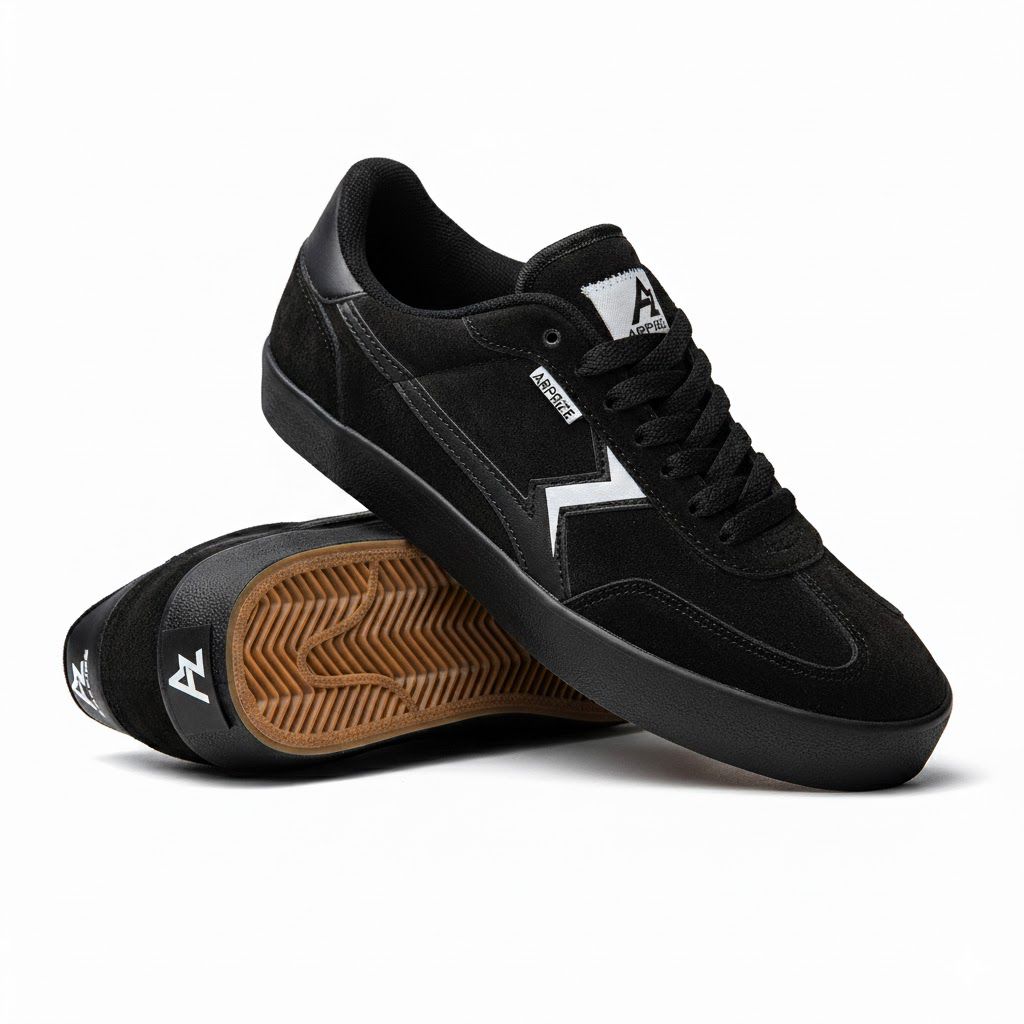 ARPRIZE SHAF-BLACK Sneakers Pria Wanita Sepatu Casual Hitam Putih Elegant dengan 12 Oz Canvas Kulit Asli Insole Ortolet Tebal Outsole Anti Slip Buatan Indonesia Lokal Brand