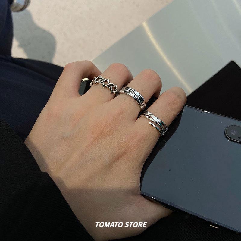 Nhẫn Kết Hợp, Bộ 3 Món, Dành Cho Nam Và Nữ, Thời Trang, Đơn Giản, Hợp Xu hướng, Nhẫn Mở, Phụ Kiện