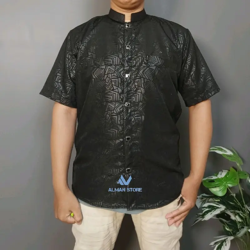 baju koko lengan pendek pria kemko sultan atasan pria muslim emboss 1