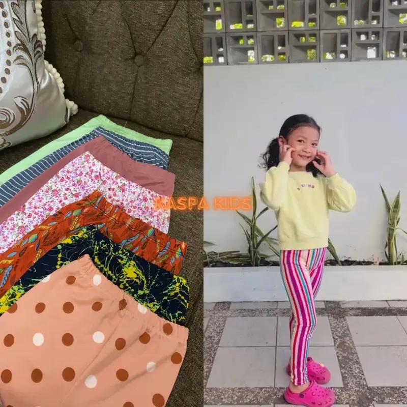 100Rb Get 18 Pcs Legging Anak Paket Hemat 6 Bulan-12 Tahun Legging Polos Motif Hitam Pink Putih Celana Fashion Cotton 2