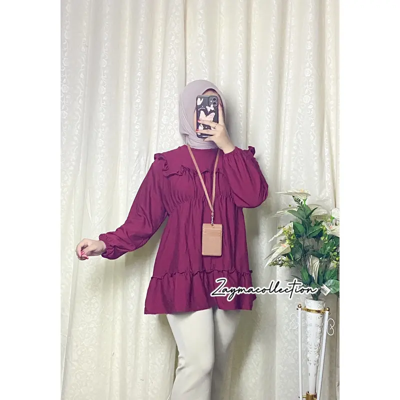 Zayma Blouse Humaira Pollo Linen Premium LD 110 cm Atasan Wanita Nyaman 1