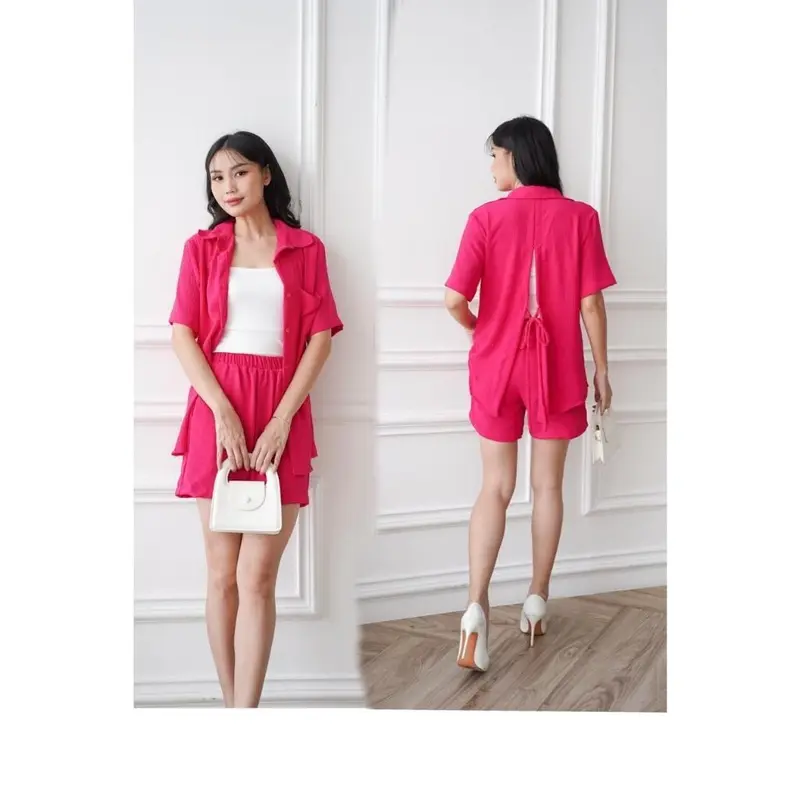 PROMO TERLARIS SETELAN KEMEJA+HOTPANS/ SETELAN KOREA/SETELAN WANITA 4