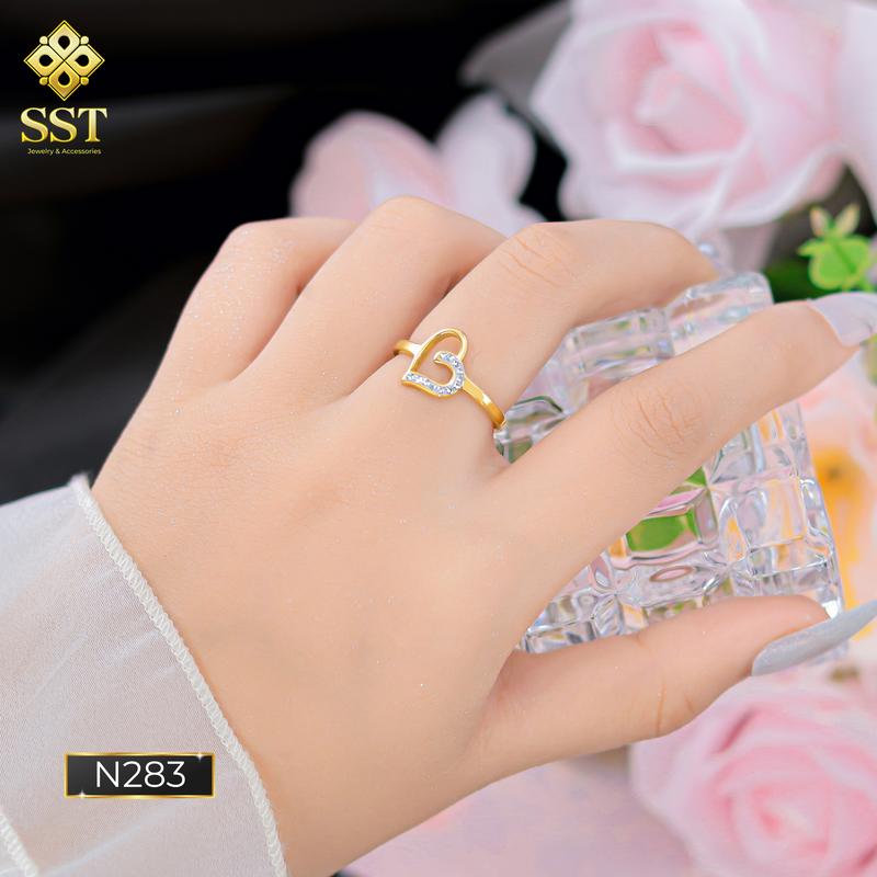  Nhẫn Nữ Kiểu Trái Tim Cách Điệu Đính Đá Titan SST Không Đen Gỉ N283 