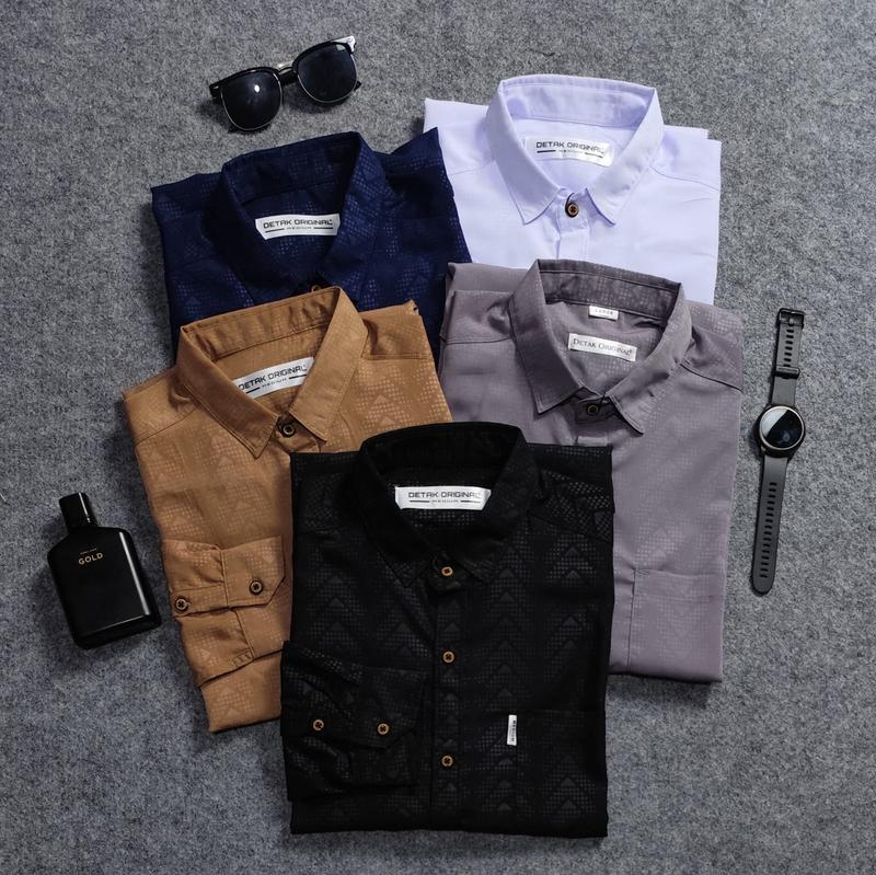 Product Introduction of Kemeja Embos Sultan Lengan Panjang Pria Mocca Piramid Casual Slimfit 1