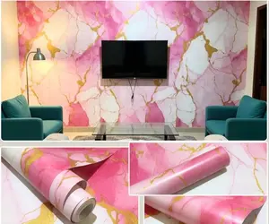 Wallpaper Dinding Bahan Pvc Motif Marmer Pink  7s/8m Lebar 45cm