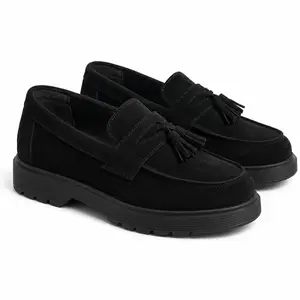 Sepatu Formal Pria Oxford Suede Hitam | Sepatu Formal Casual Pria | Sidney Hitam Dasi Jambul 38-42 Shoes Pantofel Kerja