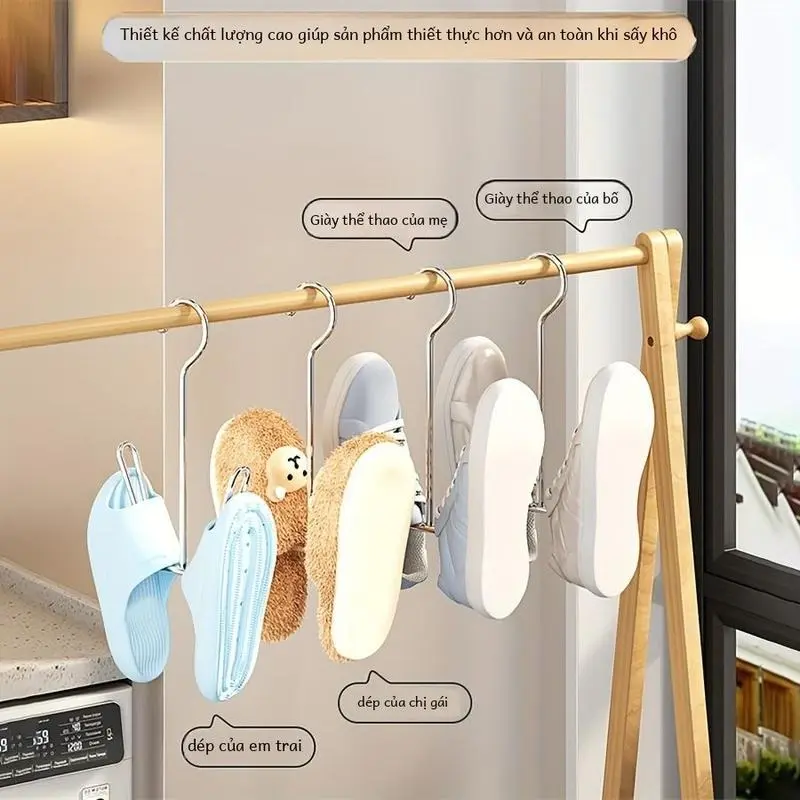 Móc Treo Giá Để Giày Bằng Thép Không Gỉ, Có Sẵn Trong 3 / 6 Cái, Dụng Cụ Sắp Xếp Giày Treo Bằng Kim Loại, Giá Phơi Đồ Tiết Kiệm Không Gian, Có Móc, Cho Thanh Treo Tủ Quần Áo, Màu Bạc, Phụ Kiện Đựng Đồ Gia Dụng Và Giặt Là 2