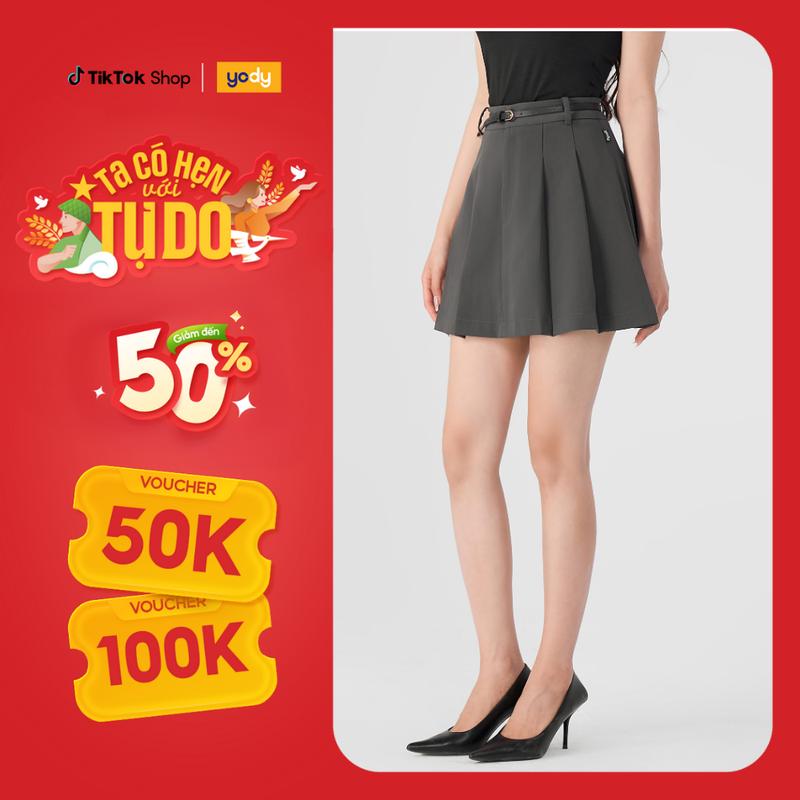 [ Đồng giá ]YODY Chân Váy Nữ Xoè Súp Ly Kèm Đai Da CVN7058