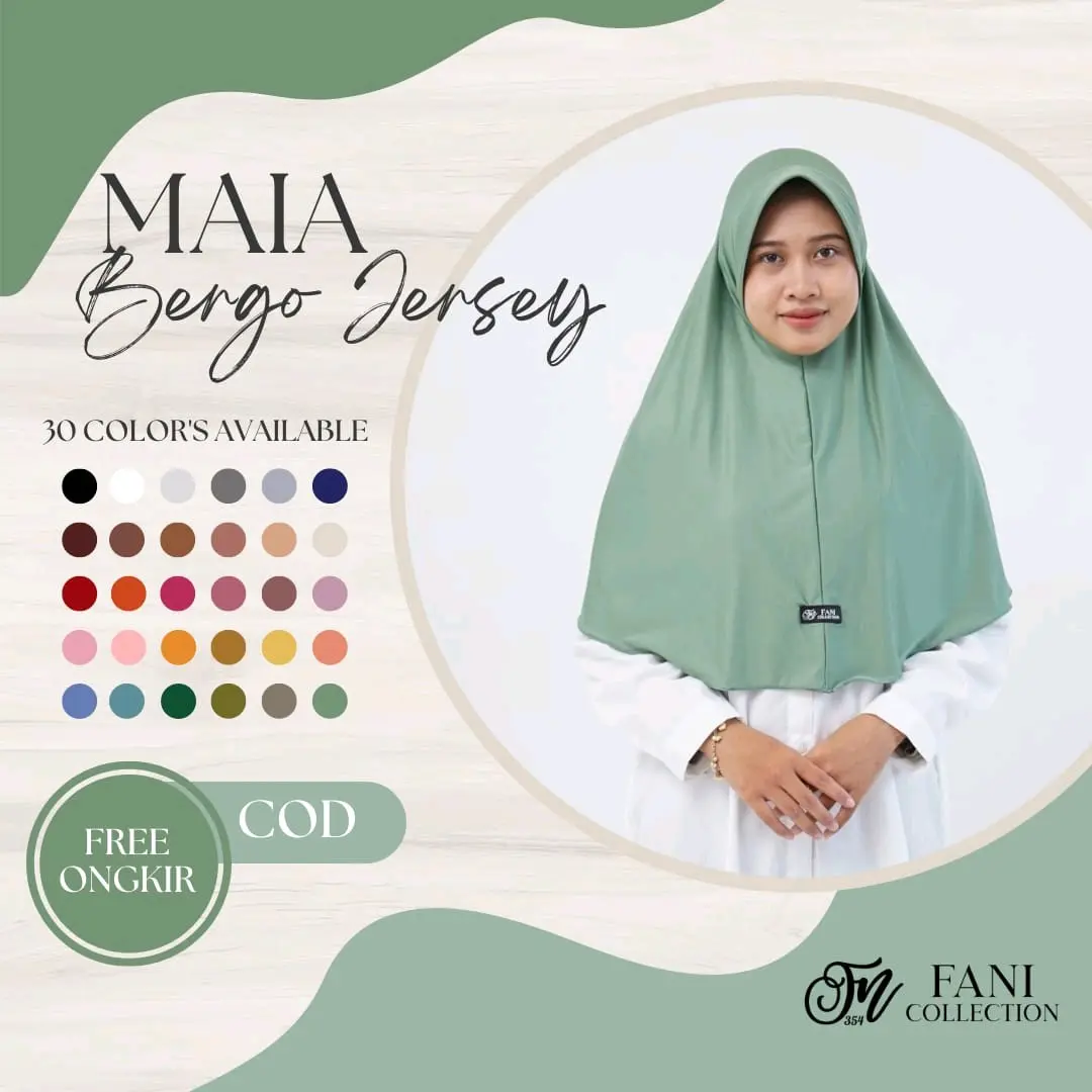Maia Bergo/Hijab Bergo Jersey 354/Bergo Jersey/Jilbab Instan/Jilbab Sekolah/Oleh-oleh Umroh & Haji