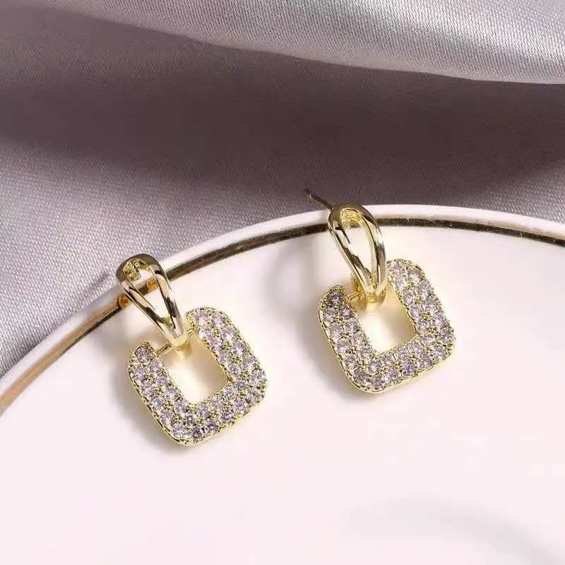 JR16 Anting Wanita Model Korea Bentuk Kotak Segitiga Untuk Wanita Fashion Aksesoris Earrings 6