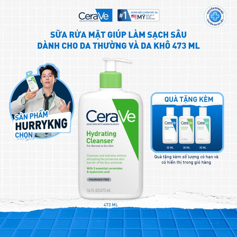 [DEAL HOT VIDEO] Sữa rửa mặt giúp làm sạch sâu dành cho da thường và da khô CeraVe Hydrating Cleanser 473ML. Sữa rửa mặt dạng gel không tạo bọt làm sạch sâu dịu nhẹ và cung cấp độ ẩm cho da. Chăm sóc da_Sữa rửa mặt_Skincare cho Nam và Nữ_Cleansing