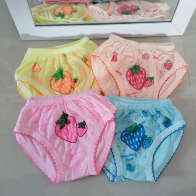 IYYO KIDS | PK86 Grosir 12Pcs Celana Dalam Anak Cewek 3-4 Tahun Strawberry Pony / CD Anak Murah / CD Anak Perempuan Murah 3