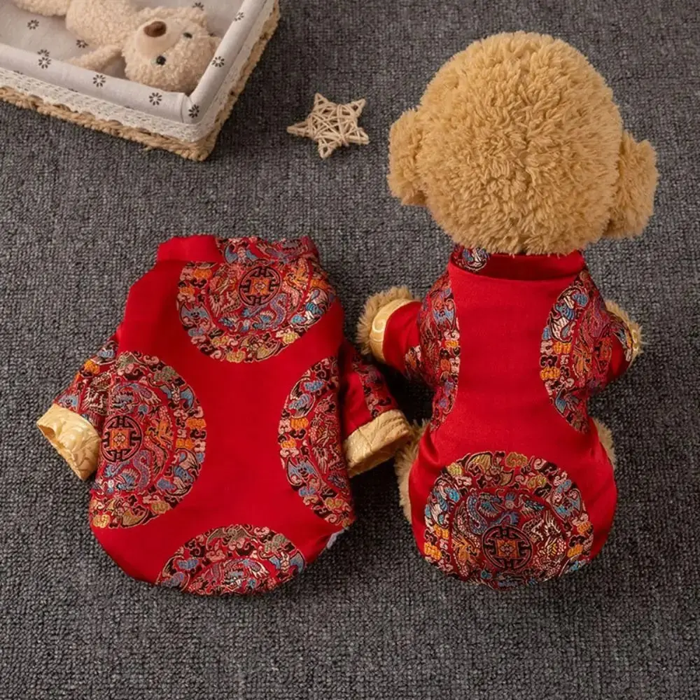 Chinese Plate Tang Clothes for Small Dogs - Autumn and Winter Warm Pet Clothes