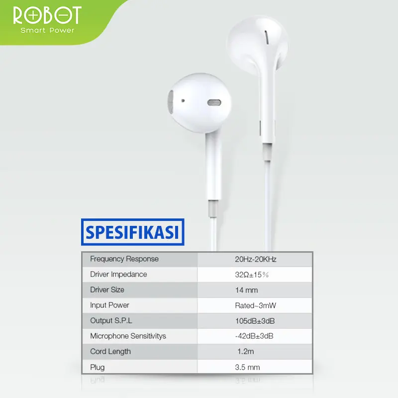 ROBOT Headset RE10 Wired Headset Wired Earphone Bass Original - Garansi Resmi 1 Tahun (RE10) [ BISA COD ] Headphone 8