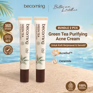 [MUST TRY] becoming Green Tea Purifying Acne Cream 15gr | Acne Spot Treatment | Obat Jerawat | Totol Wajah Berjerawat | Acne Sul | Berjerawat, Meradang & Memudarkan Bekas Jerawat