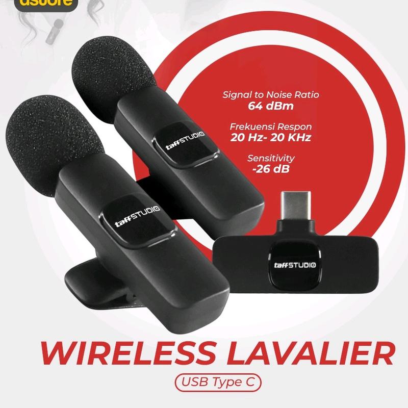 TaffSTUDIO Mikrofon Wireless Lavalier Portable Microphone USB Type C - ODR08 0