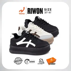Vamo Riwon Sepatu Sneakers Korean Style - Material Kulis Sintetis High Quality & Sol Karet Anti Slip - Size 36-41 - Original 100% 7009