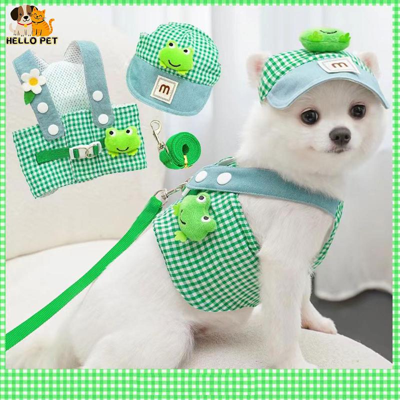 Bộ Dây Đeo Ngực Cho Thú Cưng, Thiết Kế Hình Ếch, Thích Hợp Cho Mùa Xuân Và Mùa Hè, Dây Kéo, Thích Hợp Cho Quần Áo Mèo Và Chó, Đồ Dùng Đi Chơi