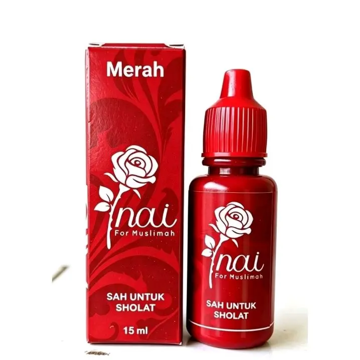 KUTEK KUKU INAI 15ML Merah Halal Dan Sah Untuk Sholat Nail Polish Khusus Ibadah