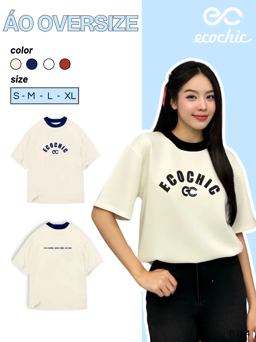 B161 Áo Phong ECOCHIC Áo Thun Form Rộng Unisex Cao Cấp Chất Liệu 100% Cotton Local Brand